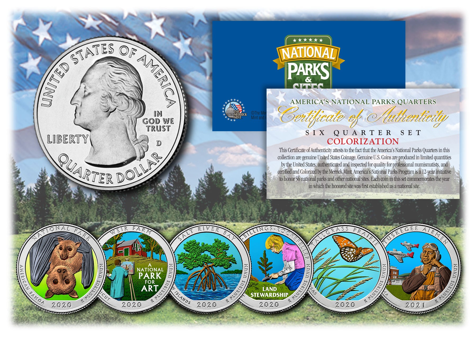 thumbnail image 2 of New York State Collection – Colorized Gold Plated US Quarters, 11-Coin Set With Box 2 of 6
