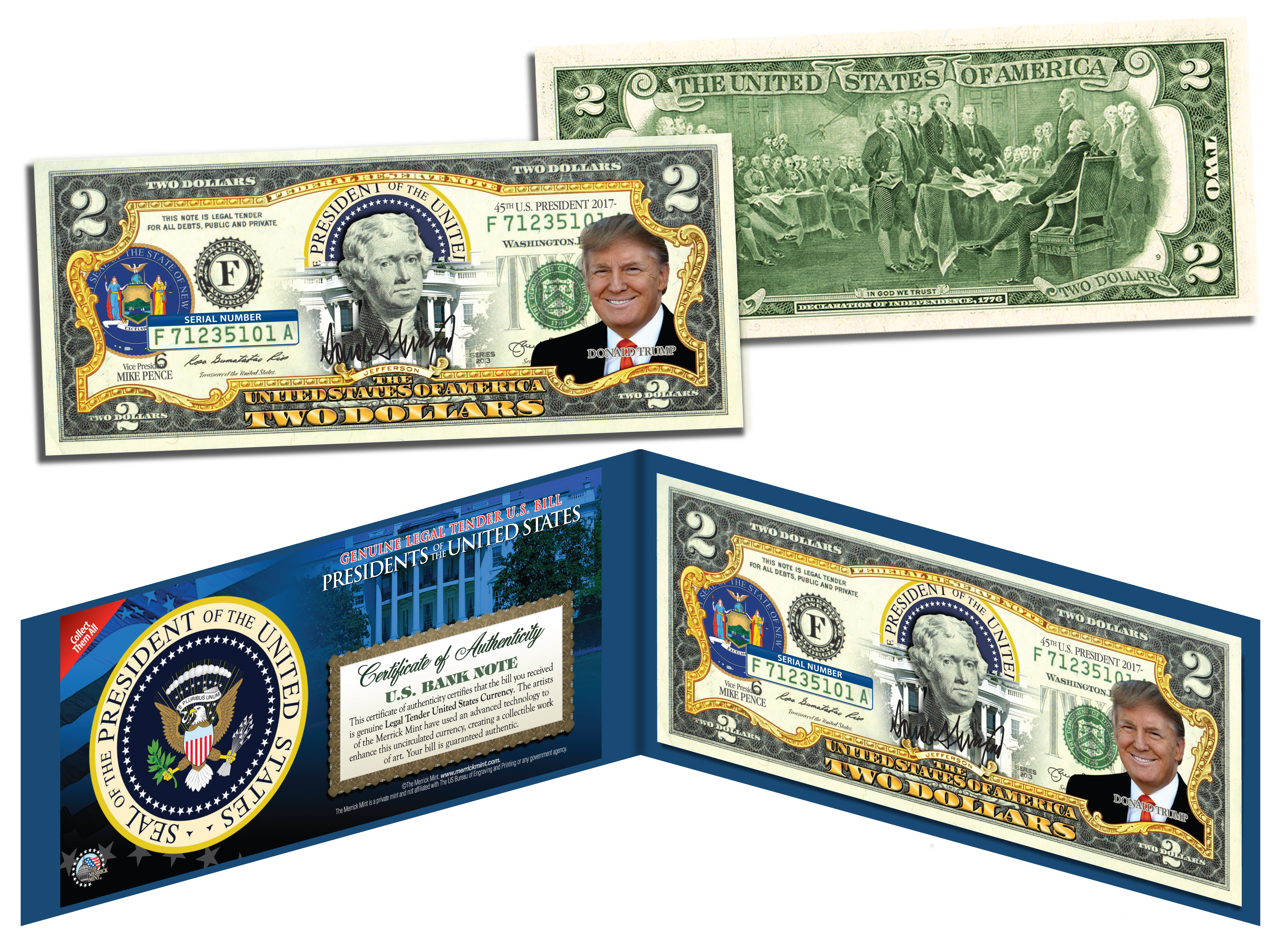 DONALD TRUMP * Presidential Series 45 * Official Legal Tender 2 Bill