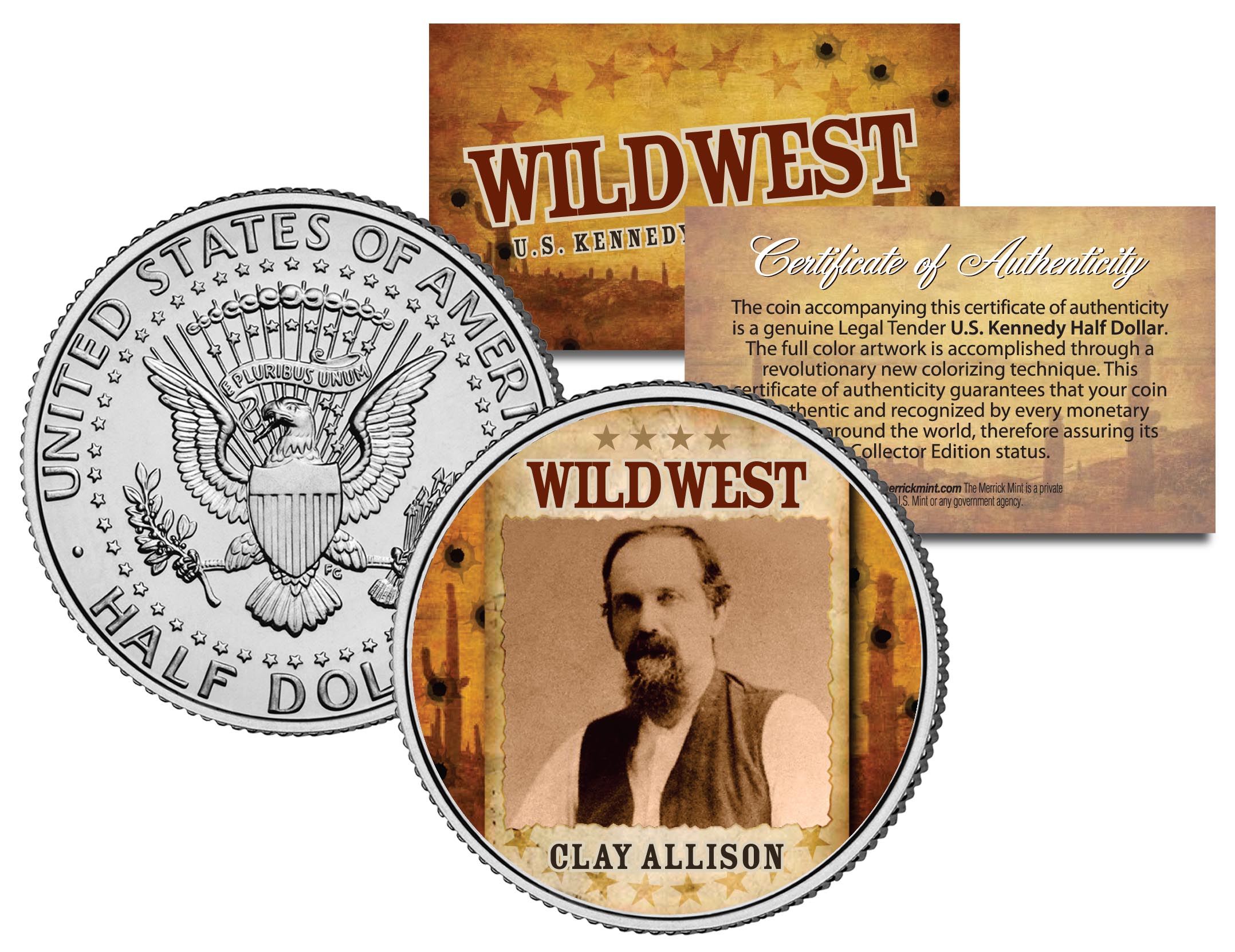 CLAY ALLISON Wild West Series Coin JFK Kennedy Half Dollar U.S