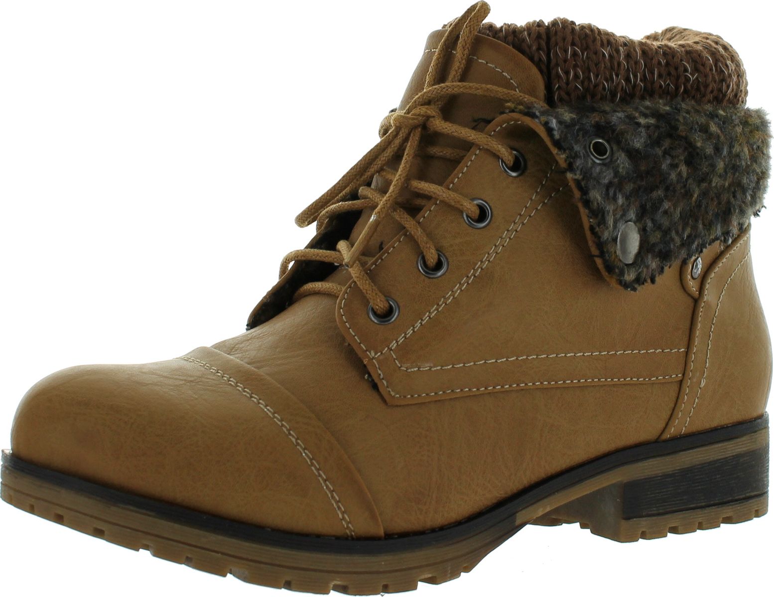 REFRESH WYNNE-01 Women’s Combat Style Lace Up Ankle Bootie