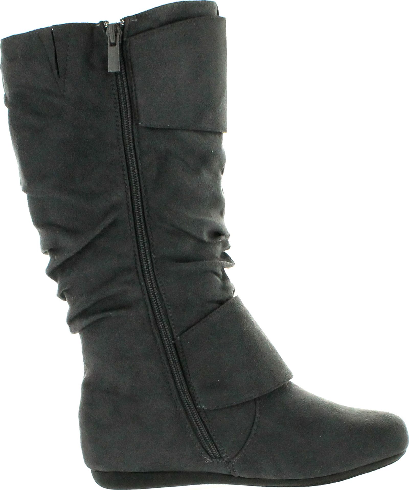 Top Moda Womens Bank-81 Mid Calf Round Toe Buckle Slouched Flat Boots - Picture 6 of 8