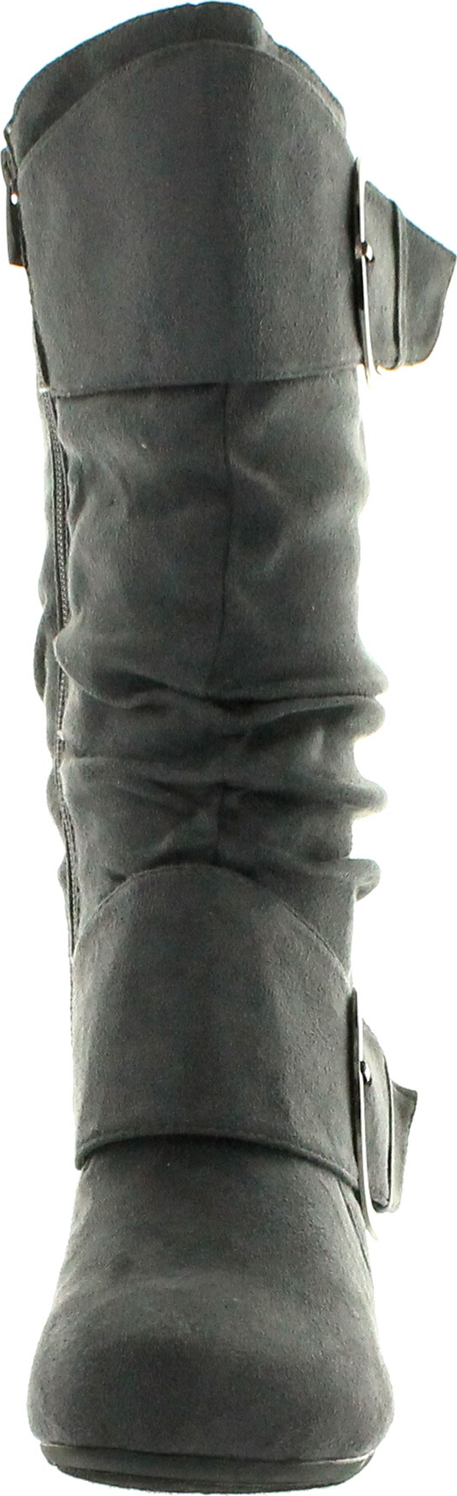 Top Moda Womens Bank-81 Mid Calf Round Toe Buckle Slouched Flat Boots - Picture 7 of 8