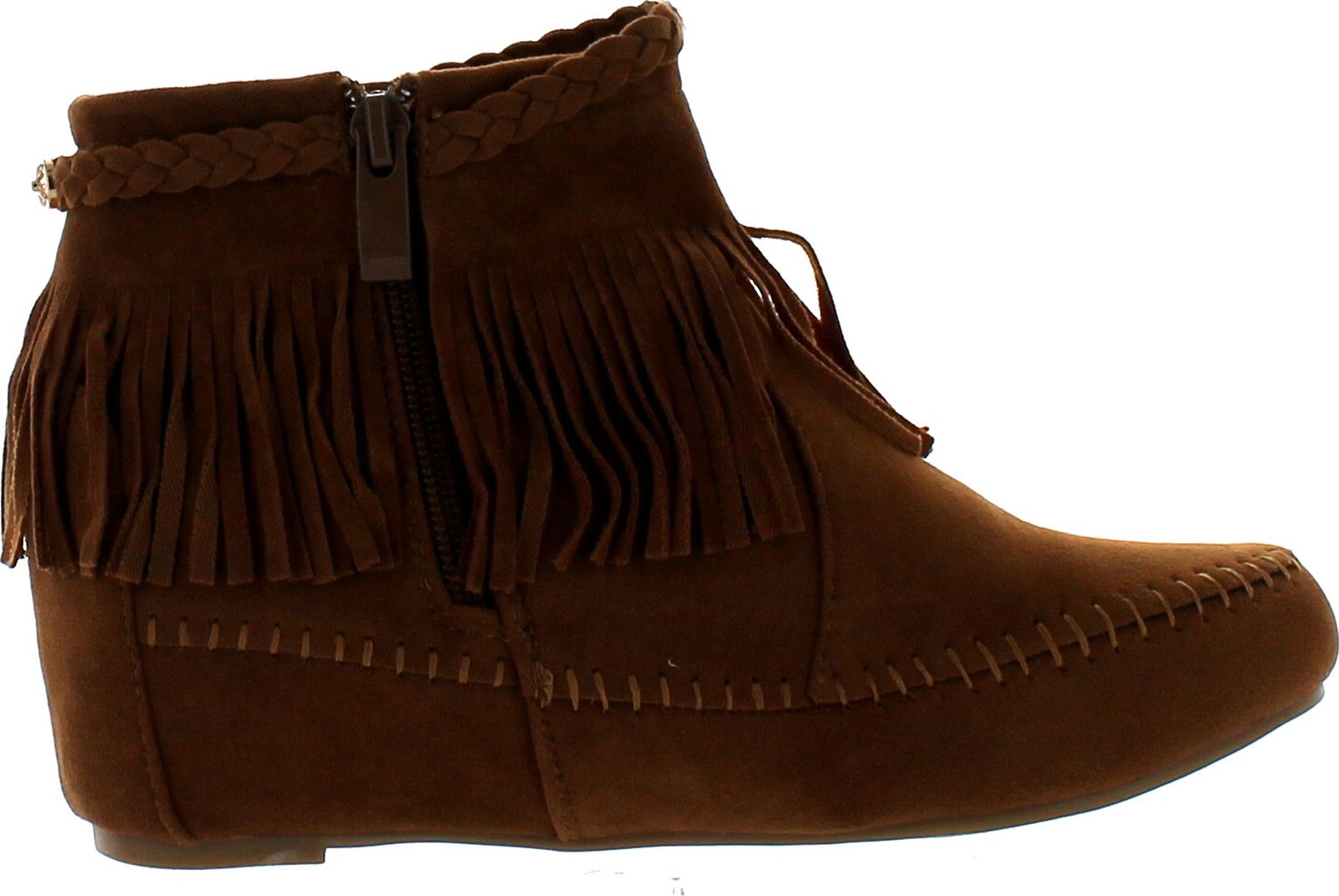 Bella Marie Campus-28 Womens Round Toe Moccasin Ankle High Faux