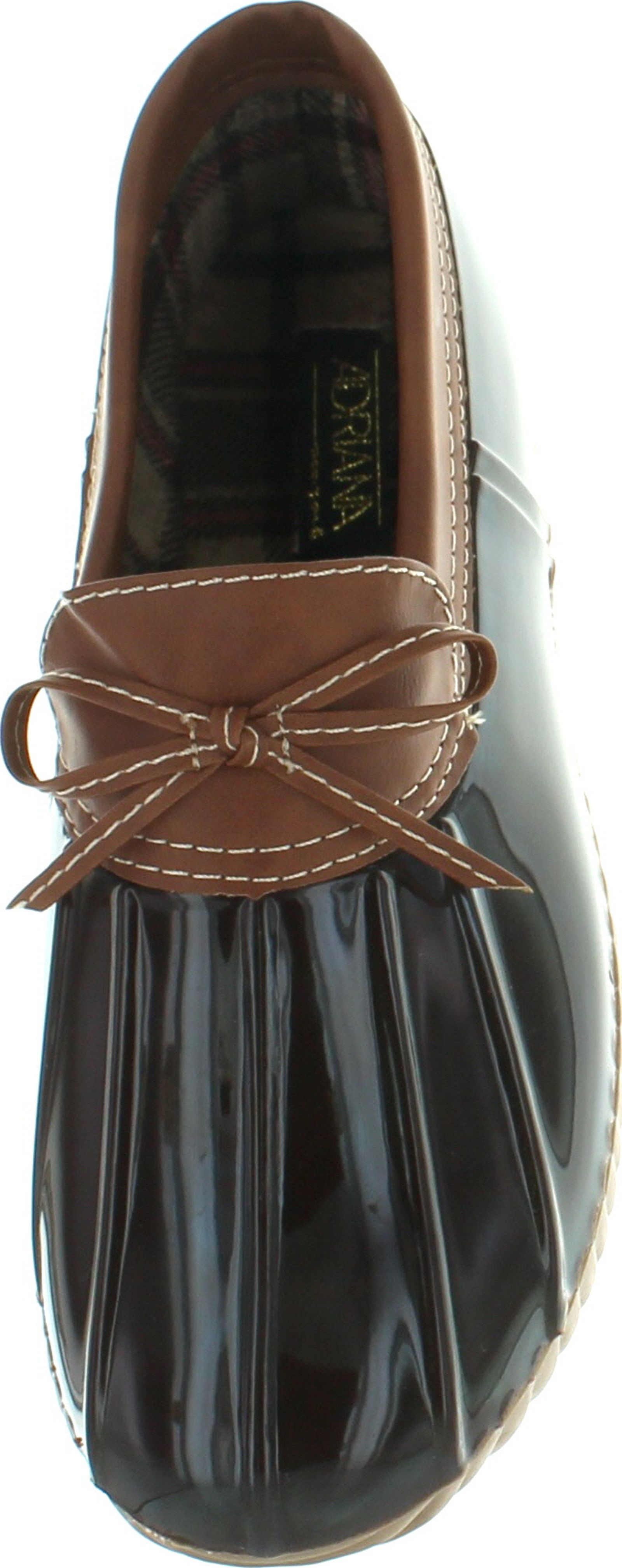 AXNY DYLAN-10 Women's Two Tone Bow Accents Slip-on Rain Loafer