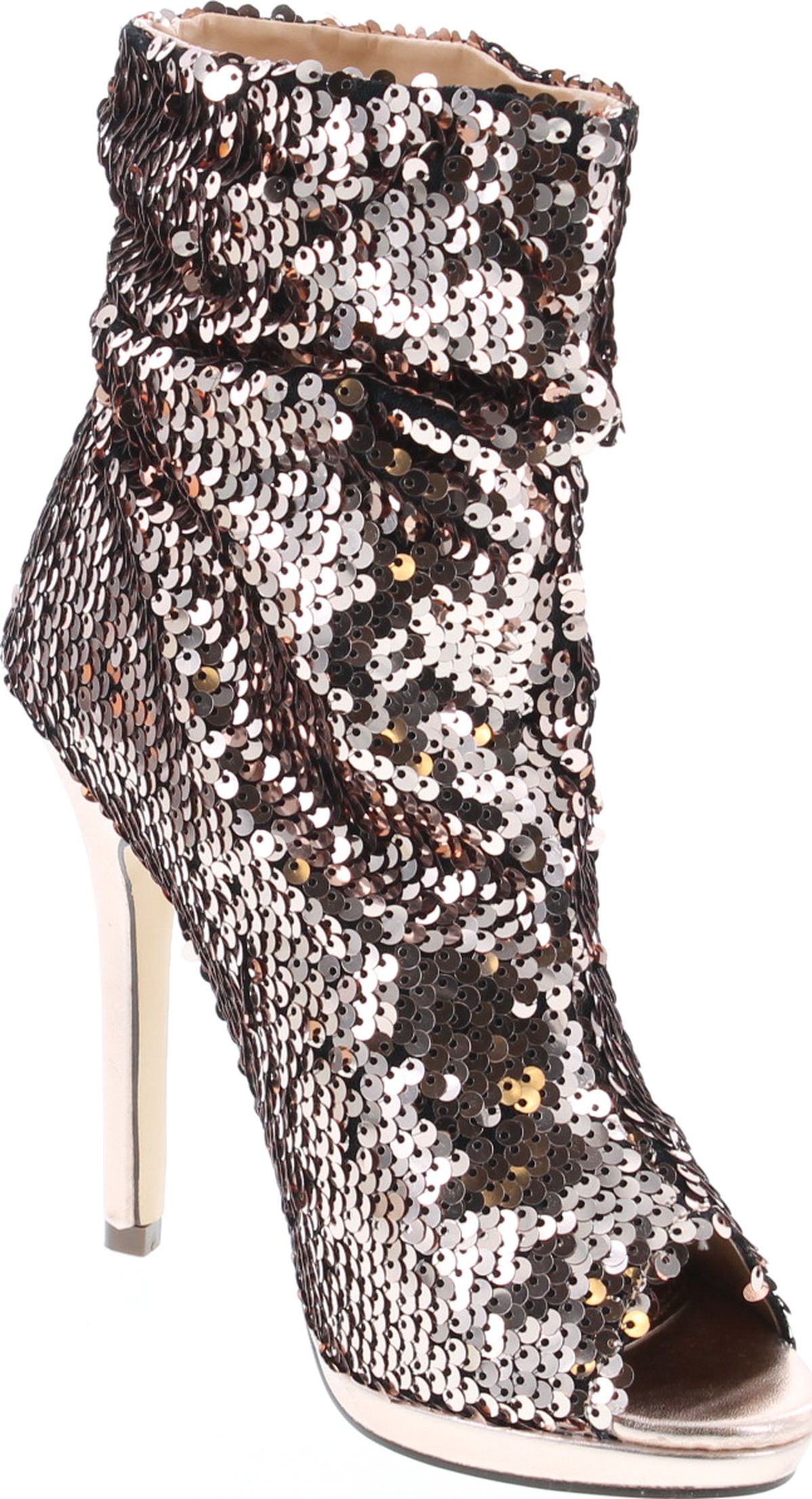 Liliana Maxim12 Multi Color Sequins Peep Toe High Heel Above Ankle