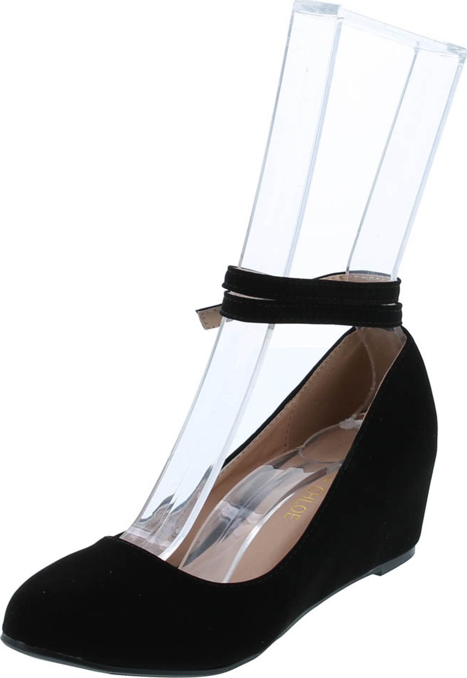 Chase & Chloe Womens BOBBY-12 Round Toe Med Low Heel Wedge Pump