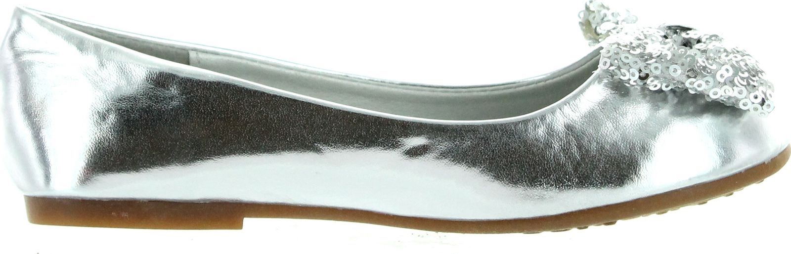 Jelly Beans Girls Eta Round Toe Ballet Ballerina Flat Sequined Bow Accent - Produktbild 1