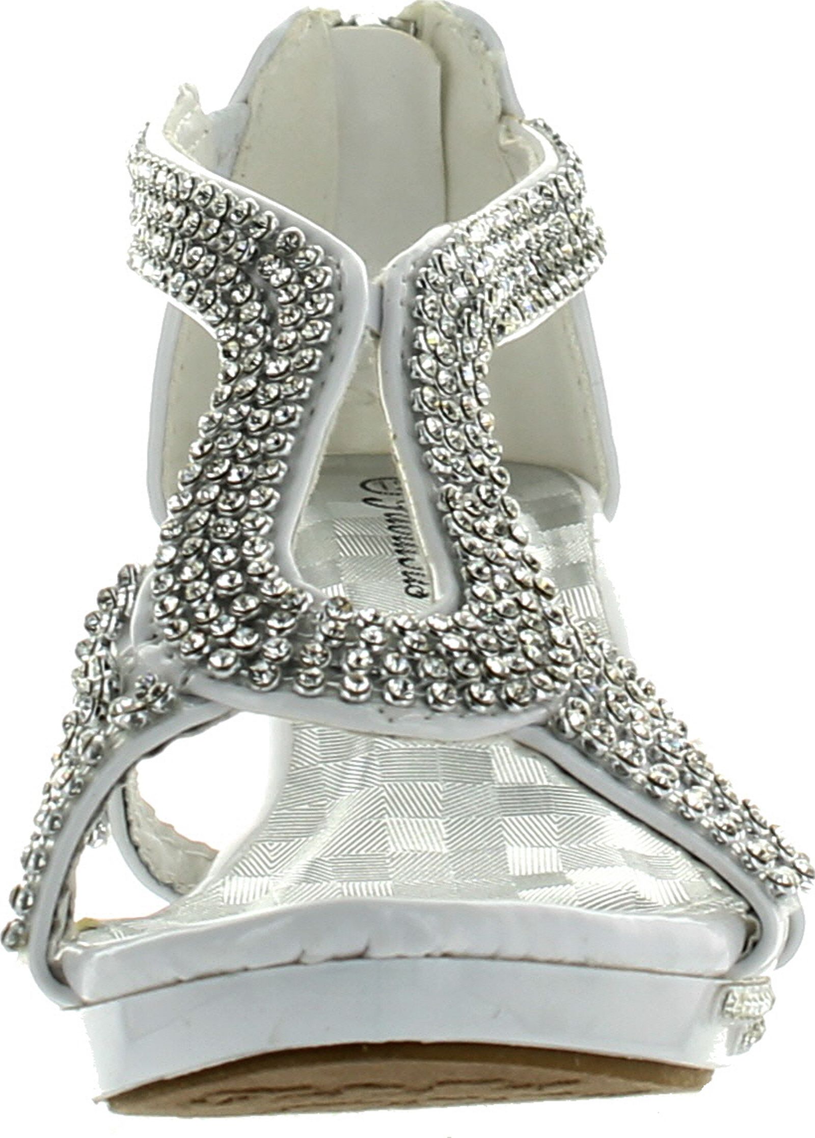 Forever Glamour-36K Little Girls Rhinestone Heel Platform Pageant Dress Sandals - Picture 7 of 8