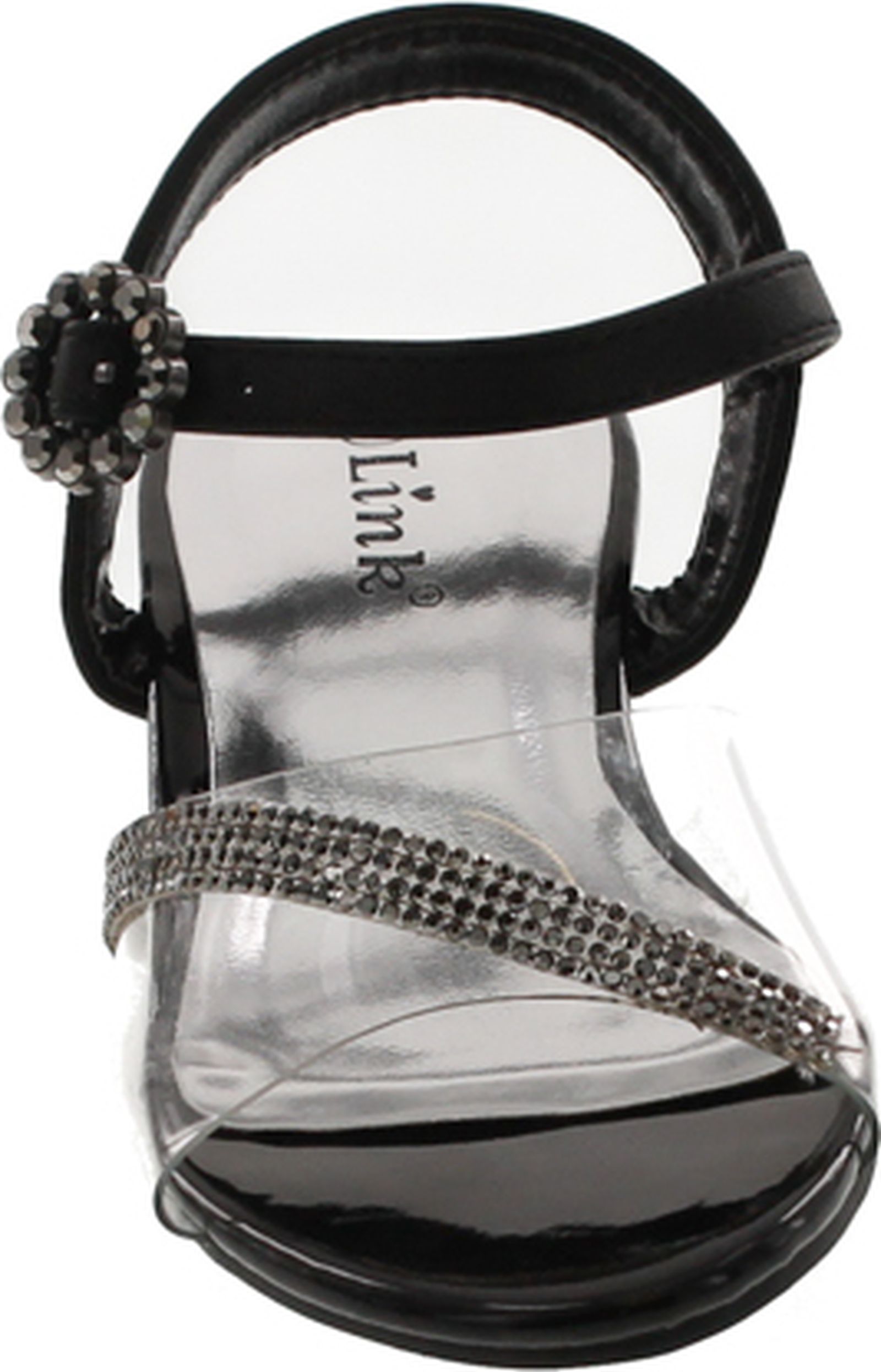 Link Sui-08K Girl's Rhinestone Clear Upper Lucite Heel Sandals - Picture 8 of 16
