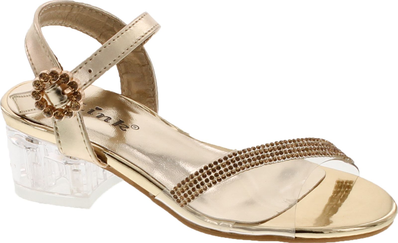 Link Sui-08K Girl's Rhinestone Clear Upper Lucite Heel Sandals - Picture 9 of 16