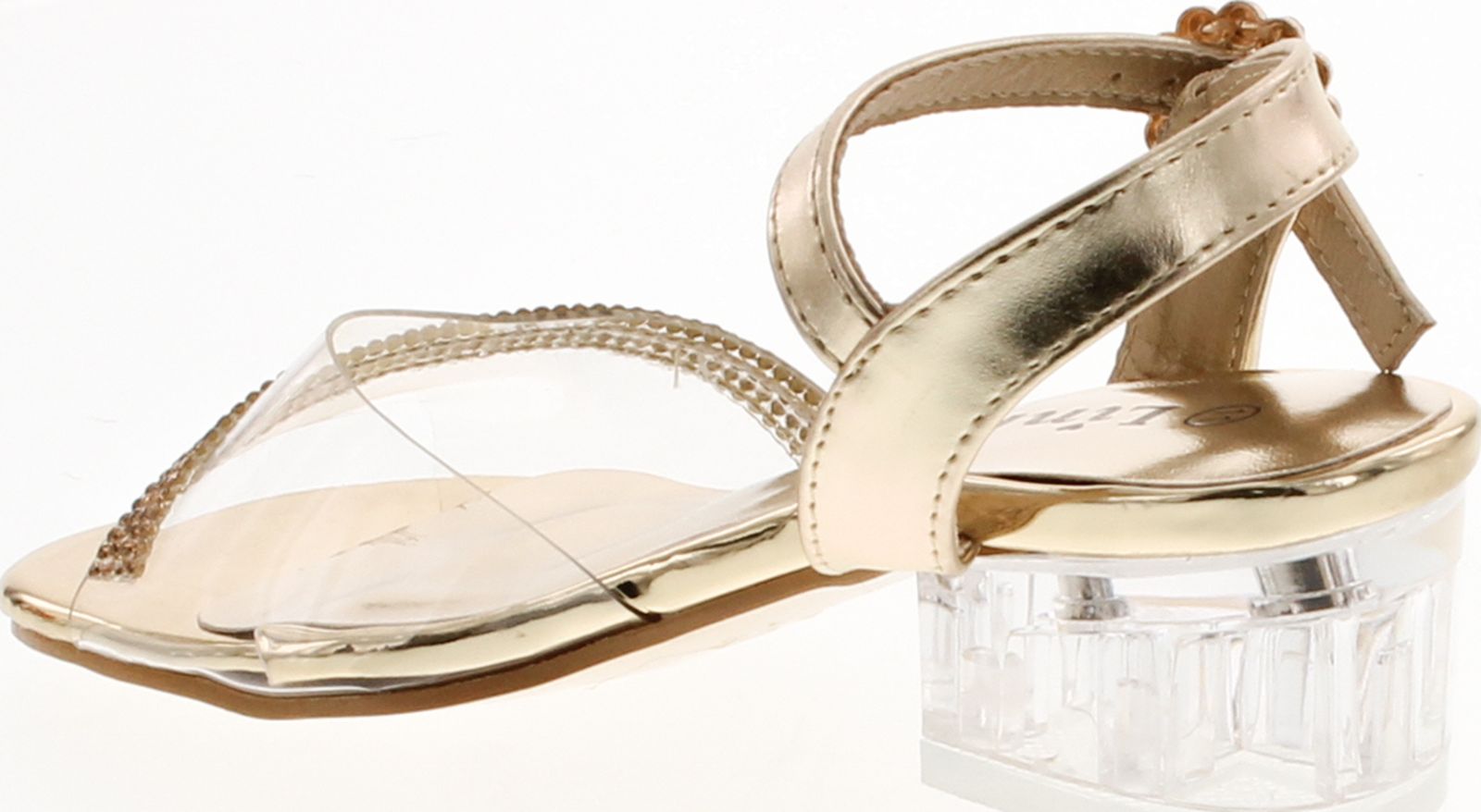 Link Sui-08K Girl's Rhinestone Clear Upper Lucite Heel Sandals - Picture 11 of 16