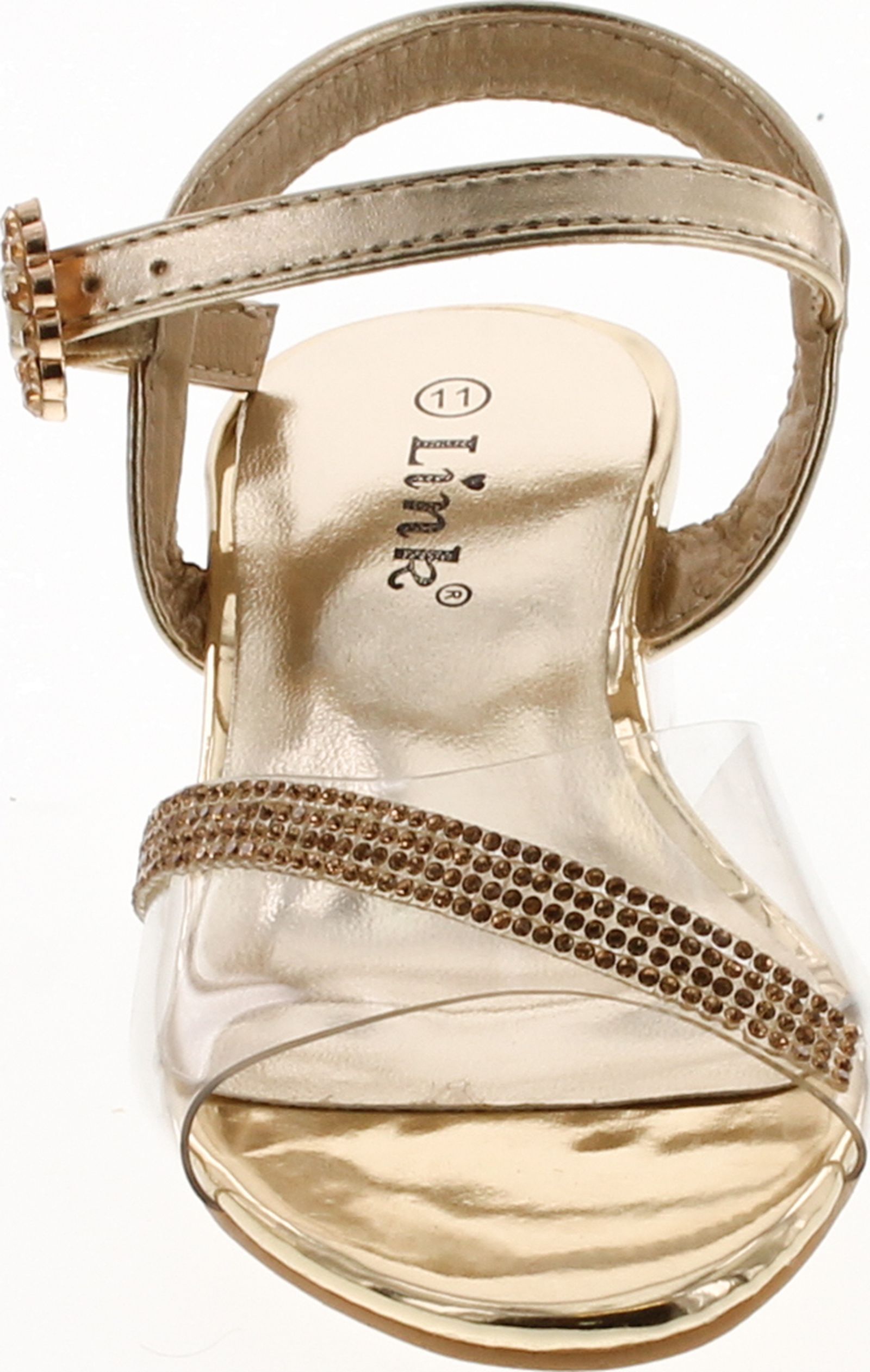 Link Sui-08K Girl's Rhinestone Clear Upper Lucite Heel Sandals - Picture 12 of 16
