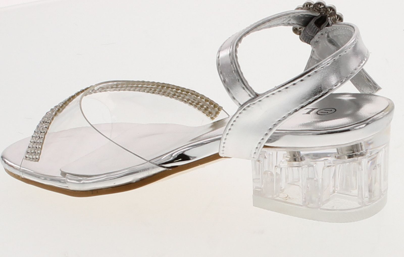 Link Sui-08K Girl's Rhinestone Clear Upper Lucite Heel Sandals - Picture 15 of 16