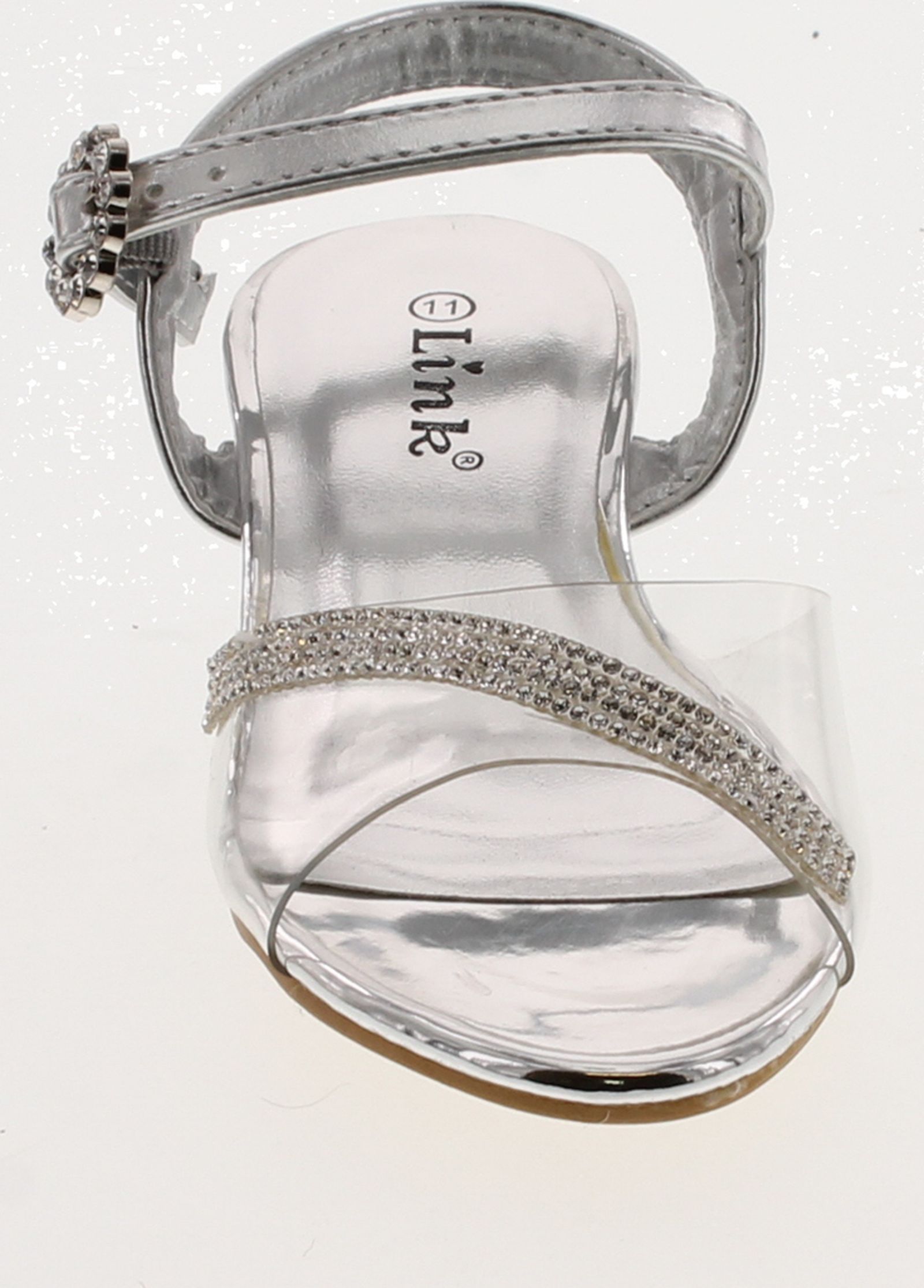 Link Sui-08K Girl's Rhinestone Clear Upper Lucite Heel Sandals - Picture 16 of 16