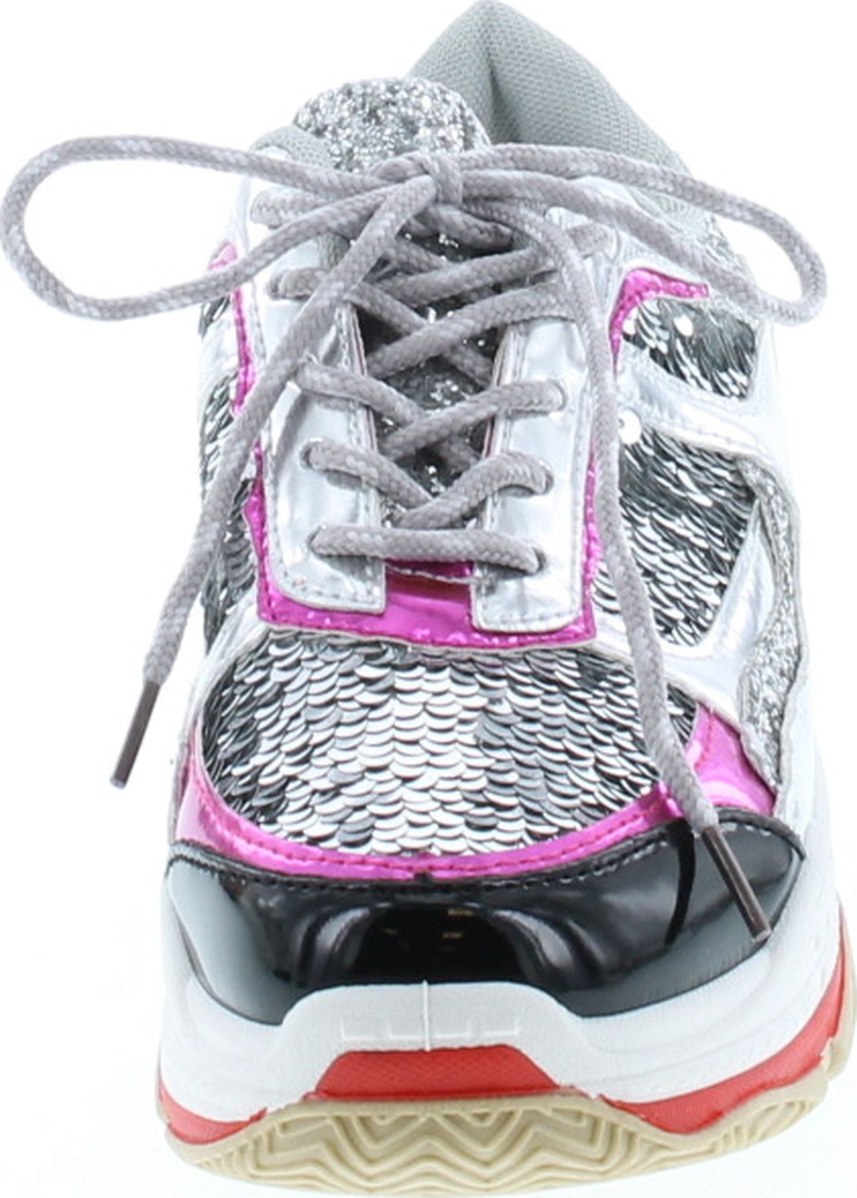 Yoki Tubuler-04 Women's Chunky Trainer Sequin Lace Up Fashion Sneaker