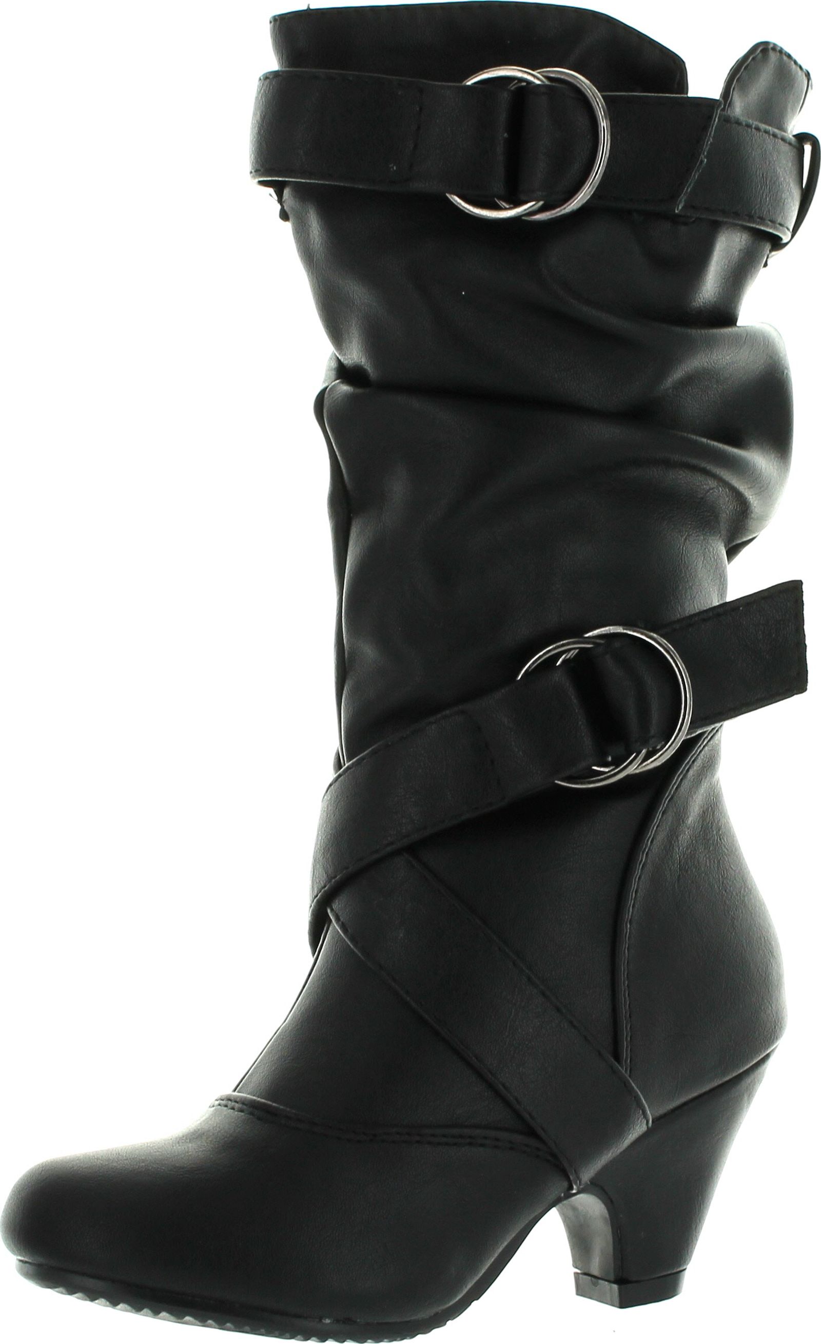 Link Pauline-39K Jr Girls Slouch Buckle High Heel Mid Calf Boots - Picture 19 of 48