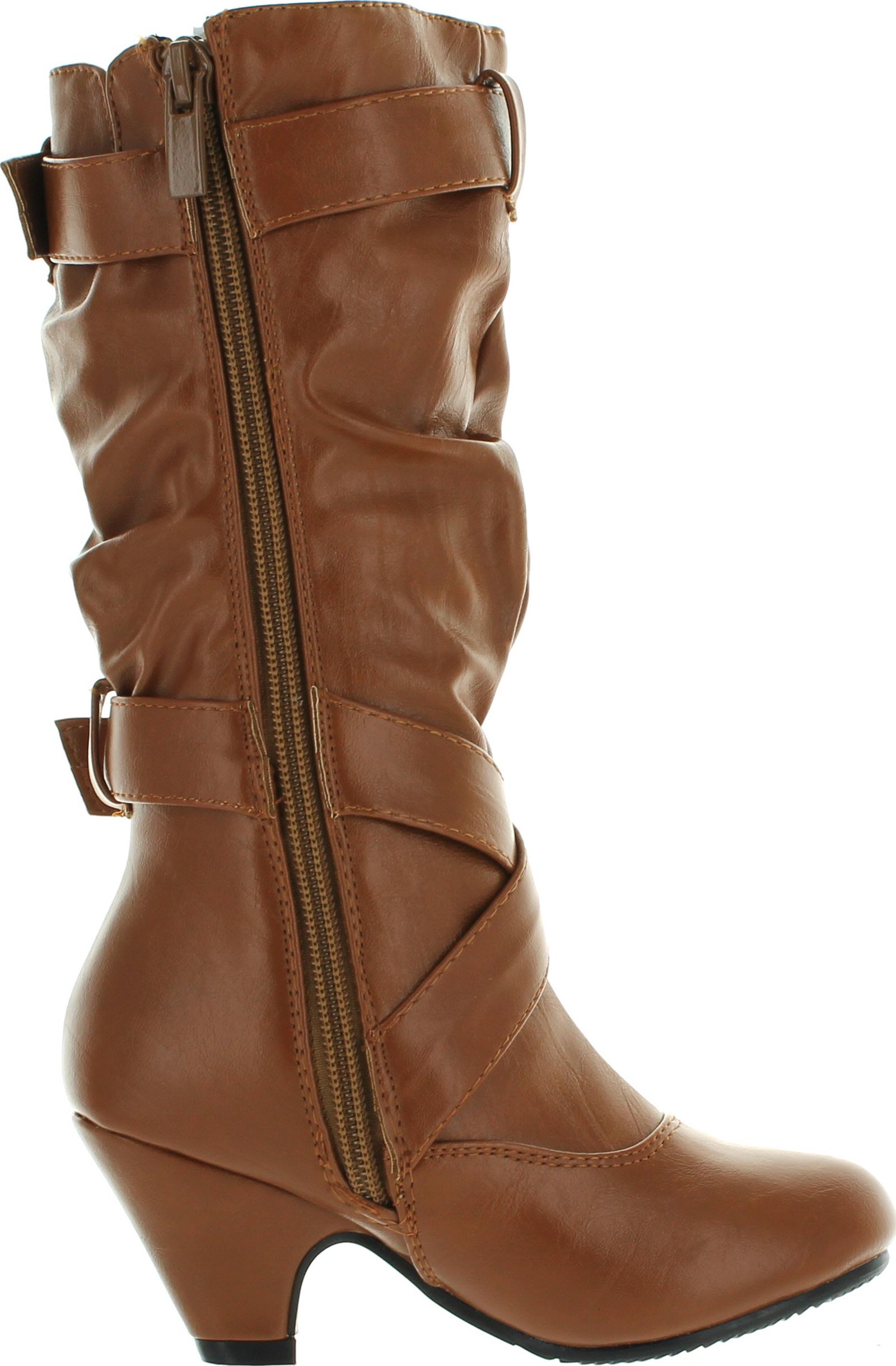 Link Pauline-39K Jr Girls Slouch Buckle High Heel Mid Calf Boots - Picture 34 of 48