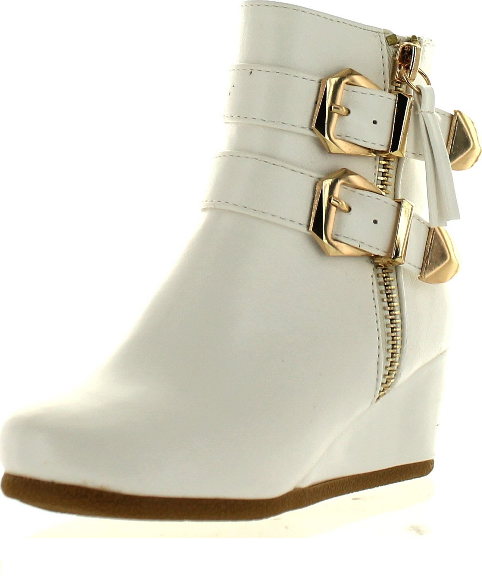 Link Peggy-90K Children Girl's Wedge Heel Double Straps High Top Ankle Booties - Picture 29 of 32
