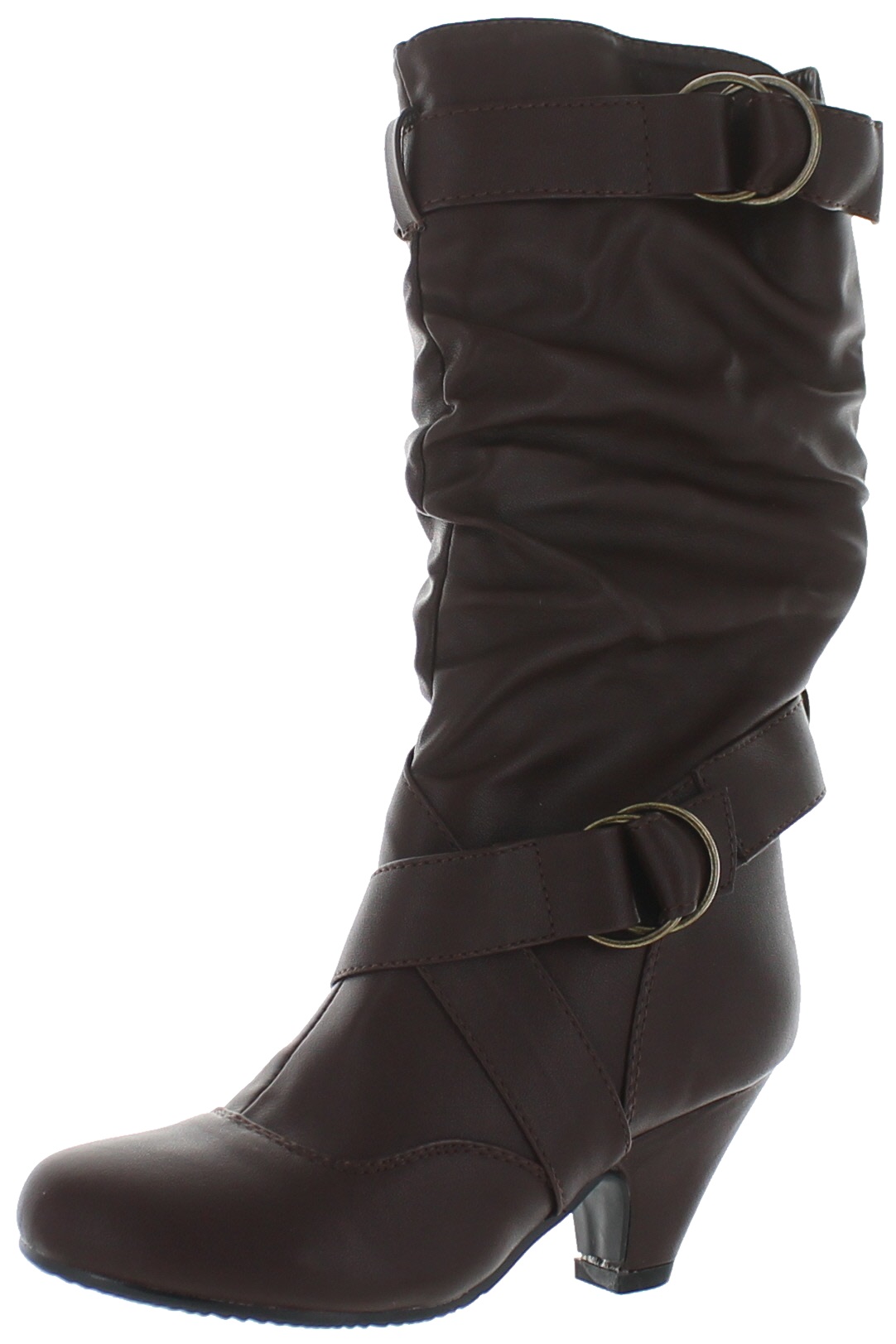Link Pauline-39K Jr Girls Slouch Buckle High Heel Mid Calf Boots - Picture 31 of 48