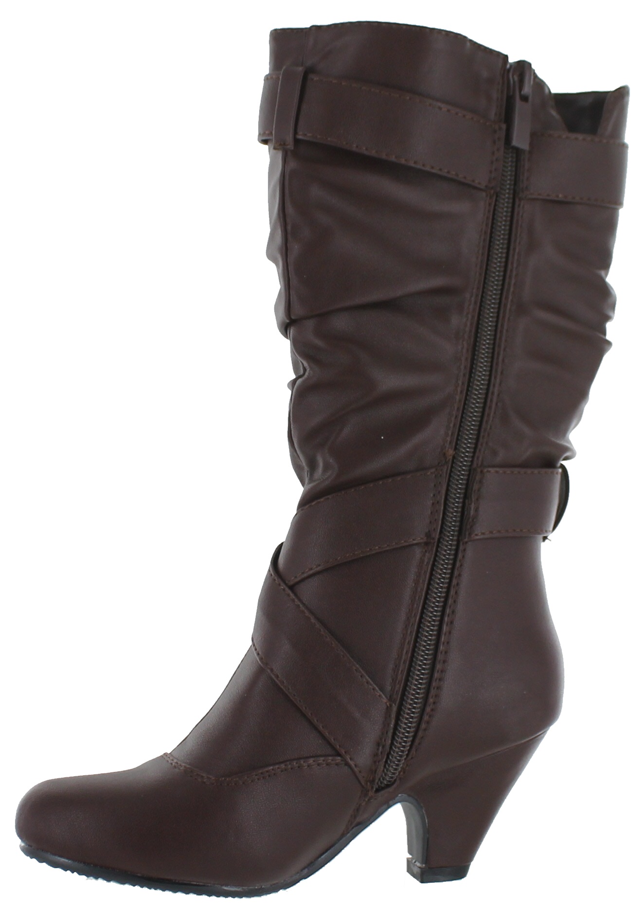 Link Pauline-39K Jr Girls Slouch Buckle High Heel Mid Calf Boots - Picture 32 of 48
