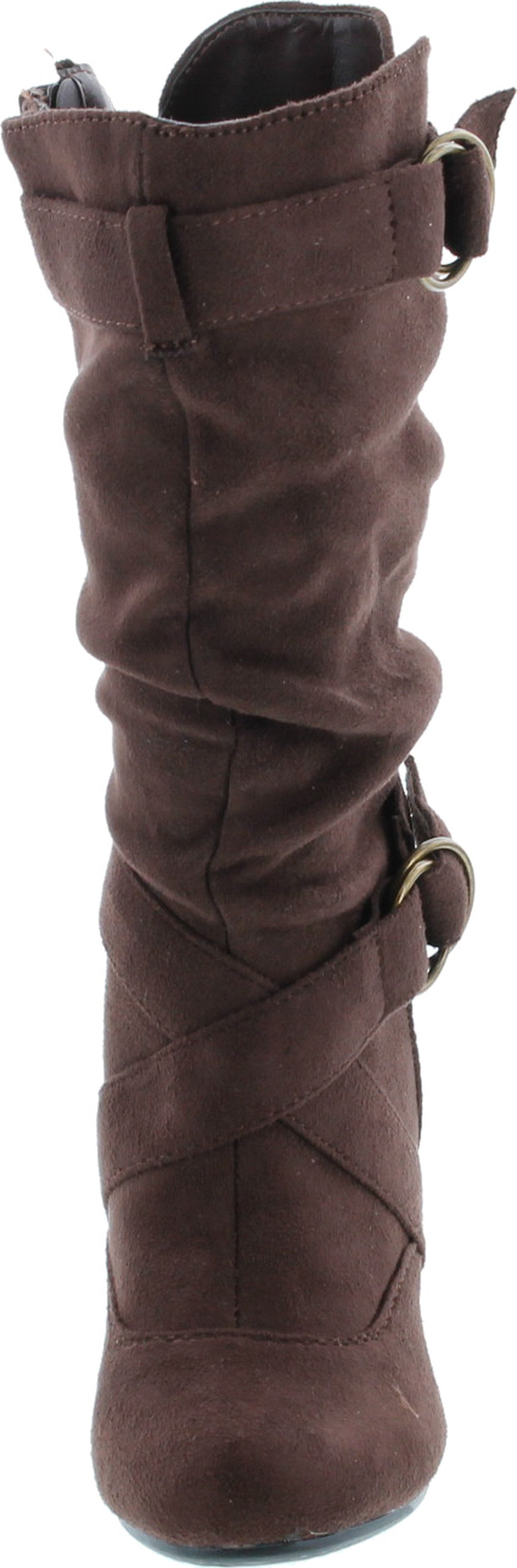 Link Pauline-39K Jr Girls Slouch Buckle High Heel Mid Calf Boots - Picture 30 of 48