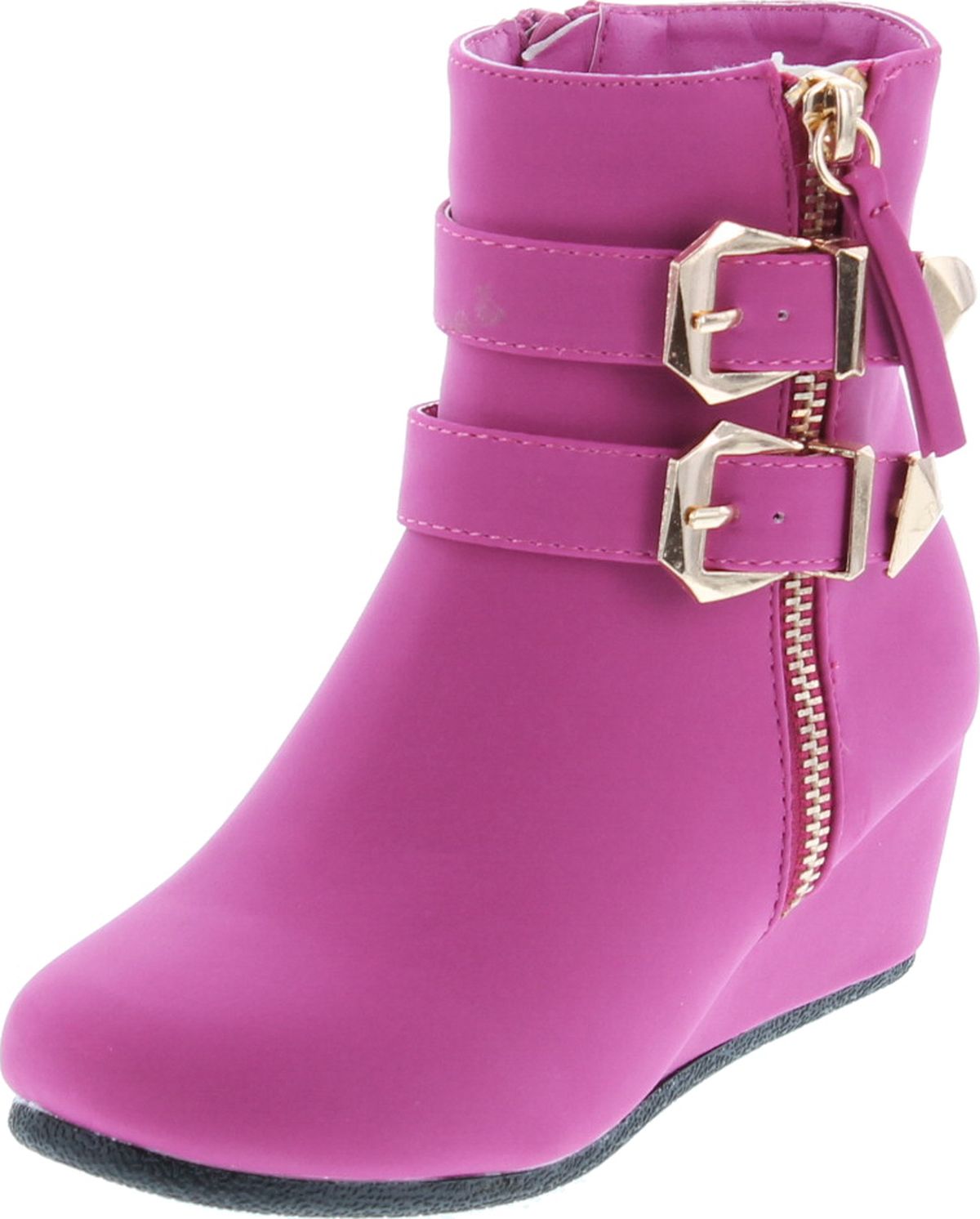 Link Peggy-90K Children Girl's Wedge Heel Double Straps High Top Ankle Booties - Picture 13 of 32
