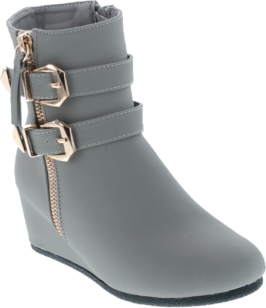 Link Peggy-90K Children Girl's Wedge Heel Double Straps High Top Ankle Booties - Picture 21 of 32