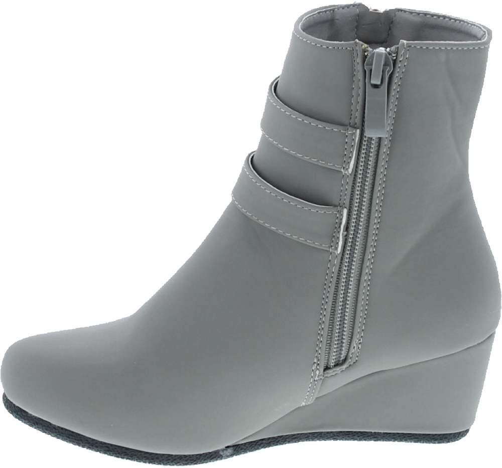 Link Peggy-90K Children Girl's Wedge Heel Double Straps High Top Ankle Booties - Picture 22 of 32