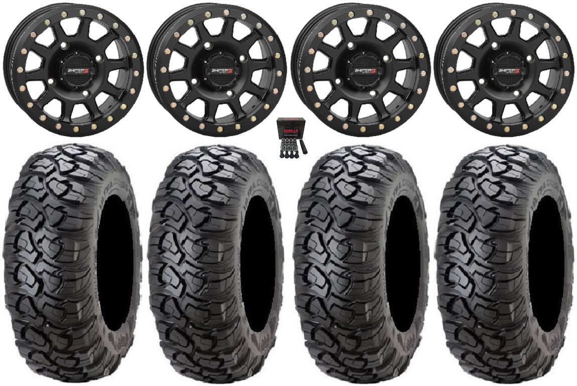 System 3 SB3 Black 14" Wheels 28" Ultracross Tires Polaris RZR Turbo S