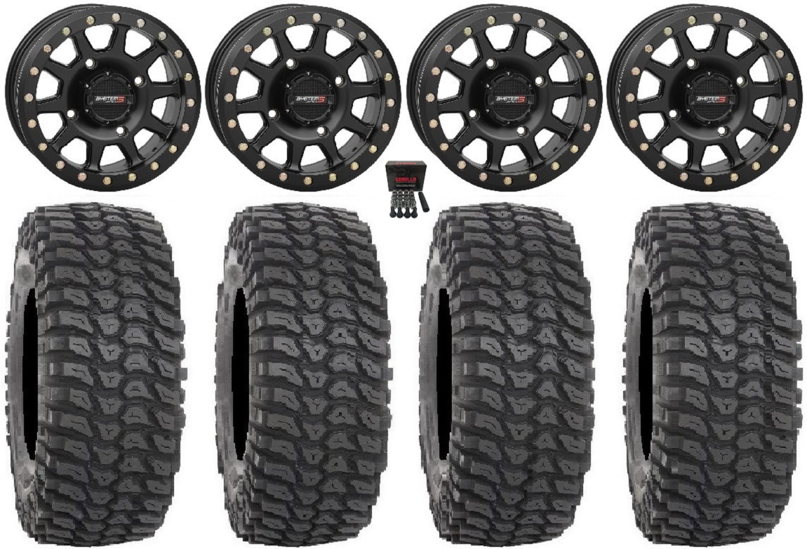 System 3 SB3 Black 15" Wheels 35" XCR350 Tires Polaris RZR XP 1000