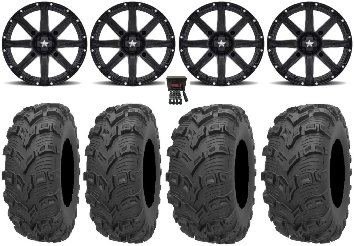 MSA Black Clutch 14" UTV Wheels 26" Bear Claw EVO Tires Can-Am Defender