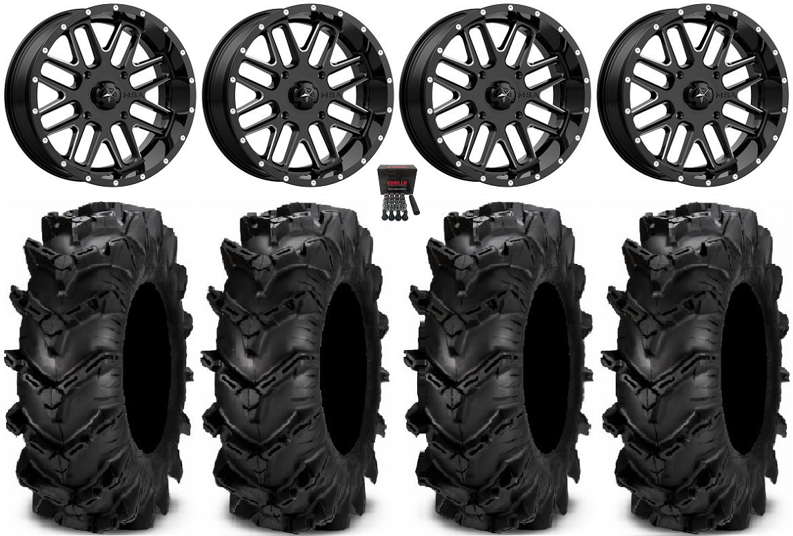 MSA Milled Bandit 18" Wheels 34" Cryptid Tires Polaris RZR Turbo S