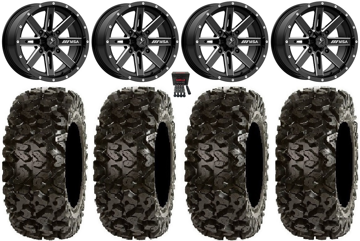 MSA Milled Boxer 14" UTV Wheels 30" Rip Saw Tires Polaris Ranger XP 9