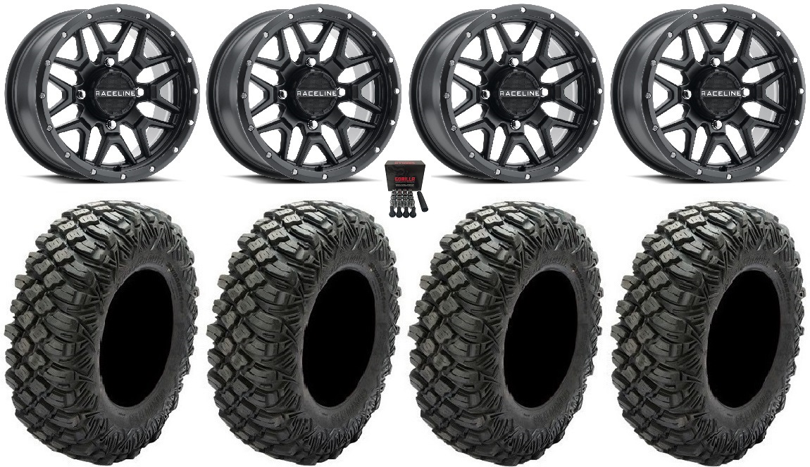 Raceline Krank 15 Wheels Black 32 Crawler Xg Tires Honda Pioneer 1000 Talon Ebay