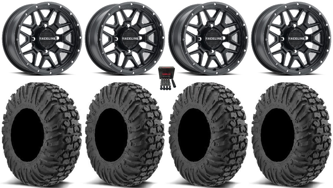 Raceline Krank 15 Wheels Black 32 Motovator Tires Honda Pioneer 1000 Talon Ebay