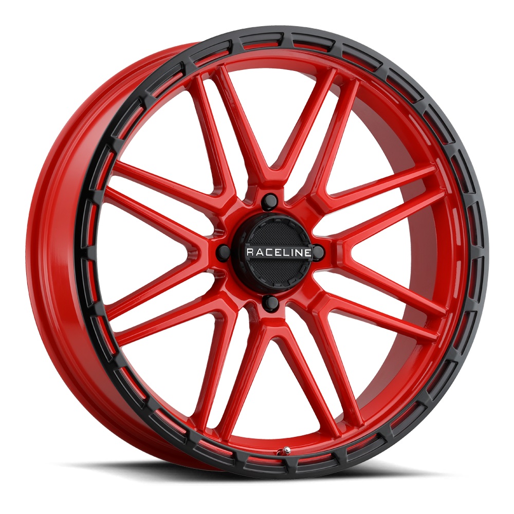 RACELINE KRANK XL 18 Wheels Red 34 MotoVator Tires Can Am Defender