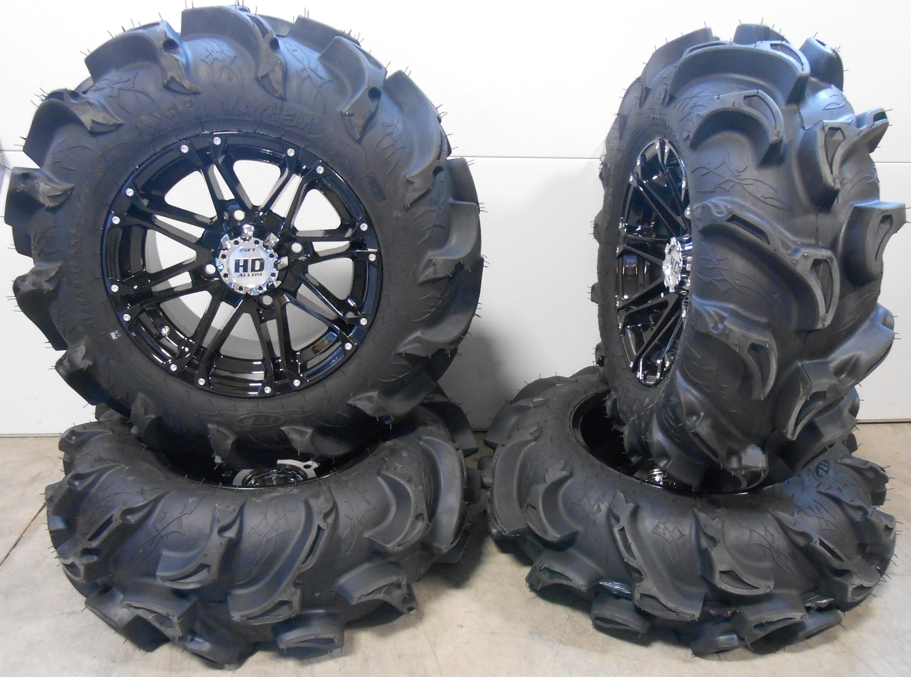 STI HD3 14" Wheels Black 28" Mega Mayhem Tires Yamaha Viking Wolverine