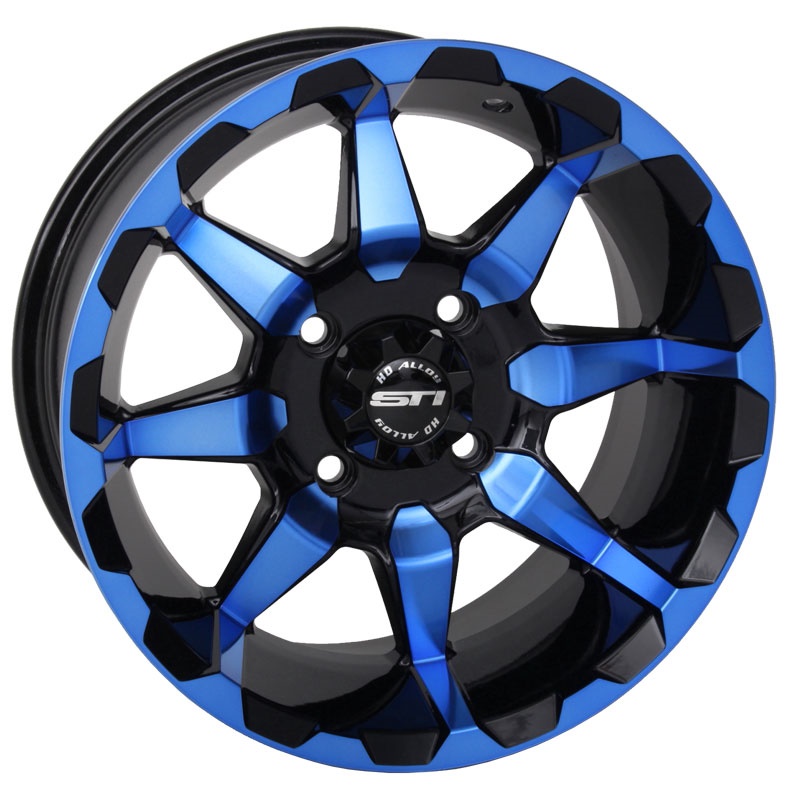 STI HD6 14" Wheels Blue/Black 32" Terminator Tires Polaris RZR XP 1000