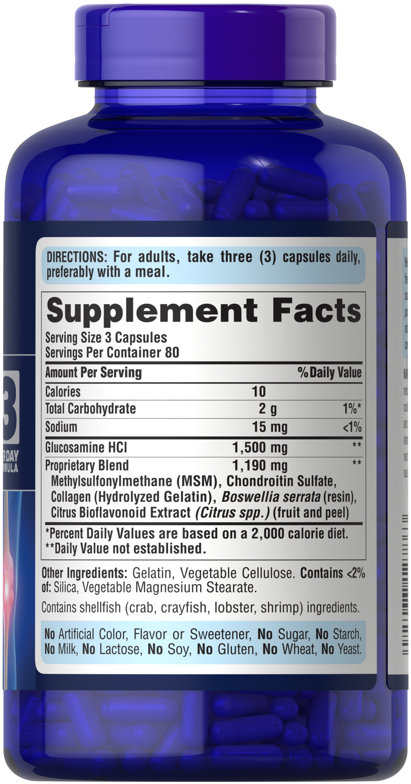 Puritans Pride Double Strength Glucosamine Chondroitin MSM Joint Soother-240Caps