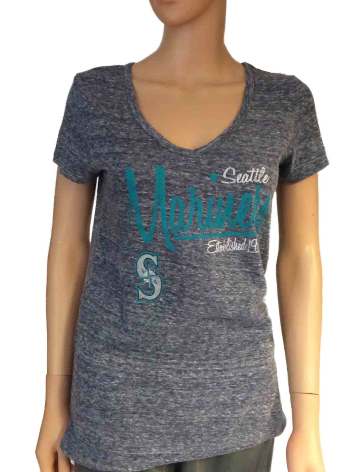 Seattle Mariners SAAG Women Navy Loose Soft Baseball V-Neck T-Shirt | eBay