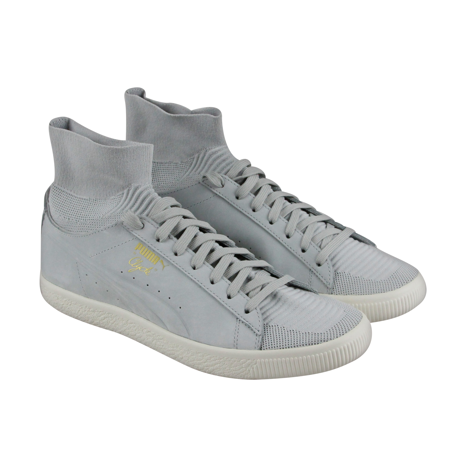 Puma Clyde Sock Select Mens Gray Leather & Textile Athletic Training Shoes Puma Clyde Sock Select Mens Gray Leather & Textile Athletic Training Shoes