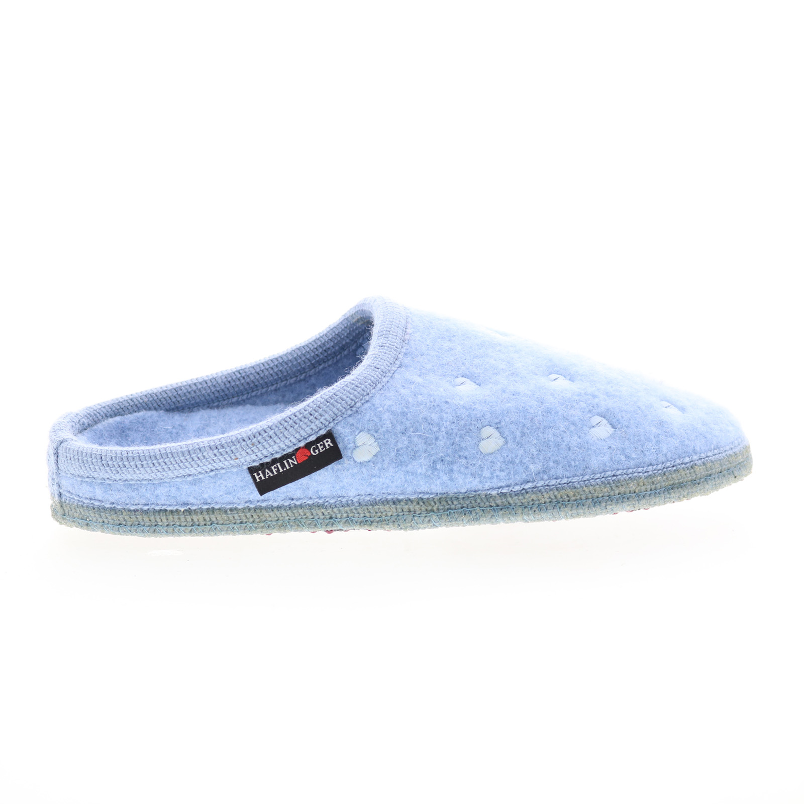 Haflinger Hearts 614077-78H Womens Blue Canvas Slip On Clogs
