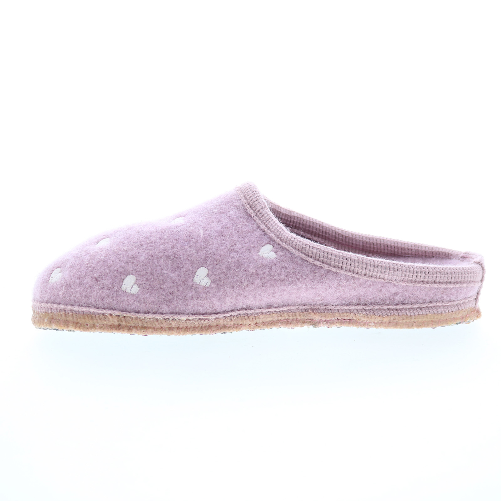 Haflinger Hearts 614077-83H Womens Pink Canvas Slip On Clogs