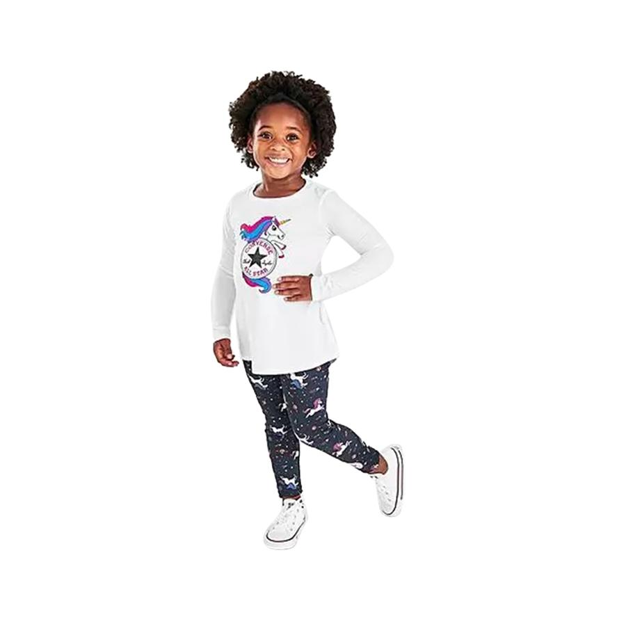 Converse Unicorn Long-Sleeve T-Shirt and Leggings Girls Active Shirts & Tees