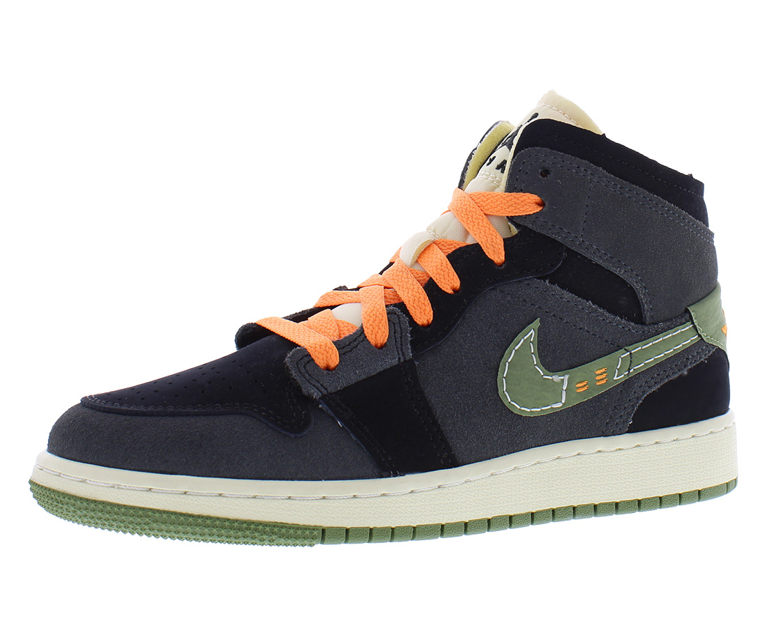 Nike Air Jordan 1 Mid SE Craft Suede GS Boys Shoes Size 5.5, Color detailed image 2
