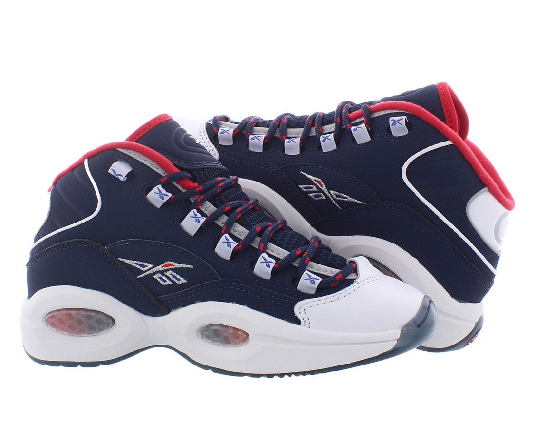 Reebok Question Mid GS Boys Shoes Size 4.5, Color: Navy/Red/White