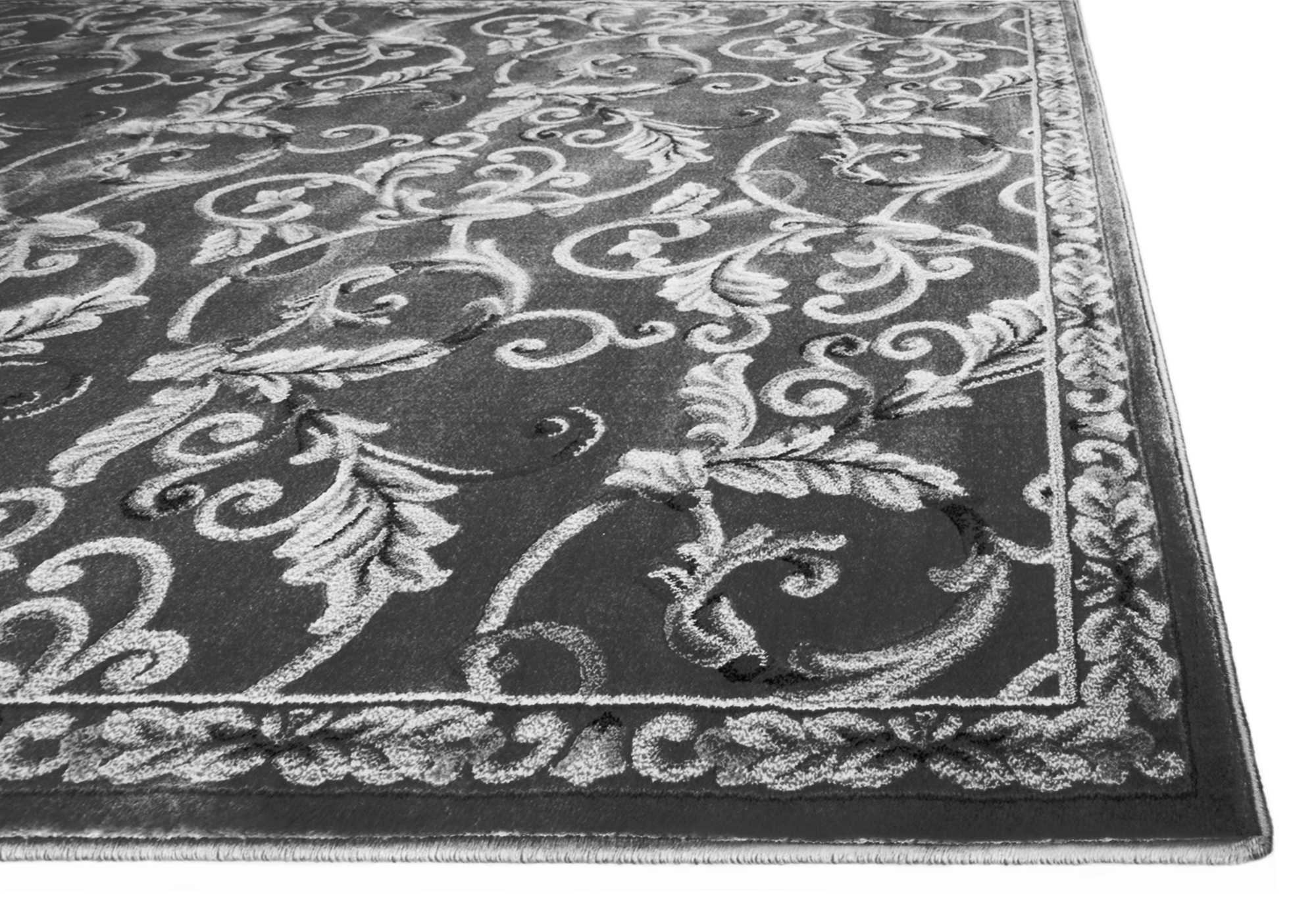 Bordered Area Rug Contemporary Floral Vines Scrolls Rug Carpet