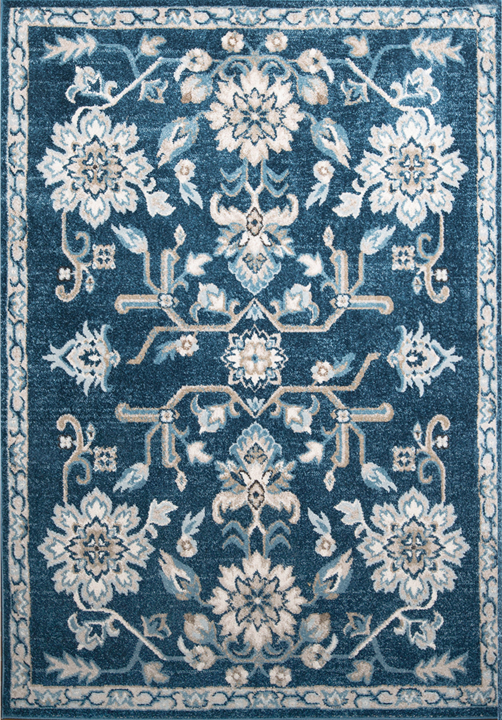Transitional Navy Blue 2x3 Area Rug Floral Oriental Carpet Approx 1'6