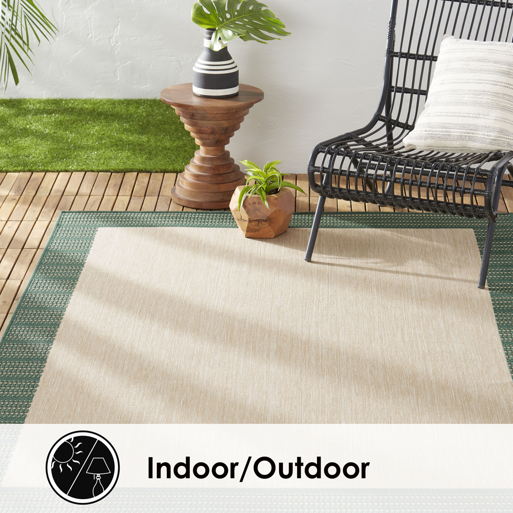 Nicole Miller Designer Area Rug Beige Green Modern Bordered Ultra Soft - Picture 8 of 11