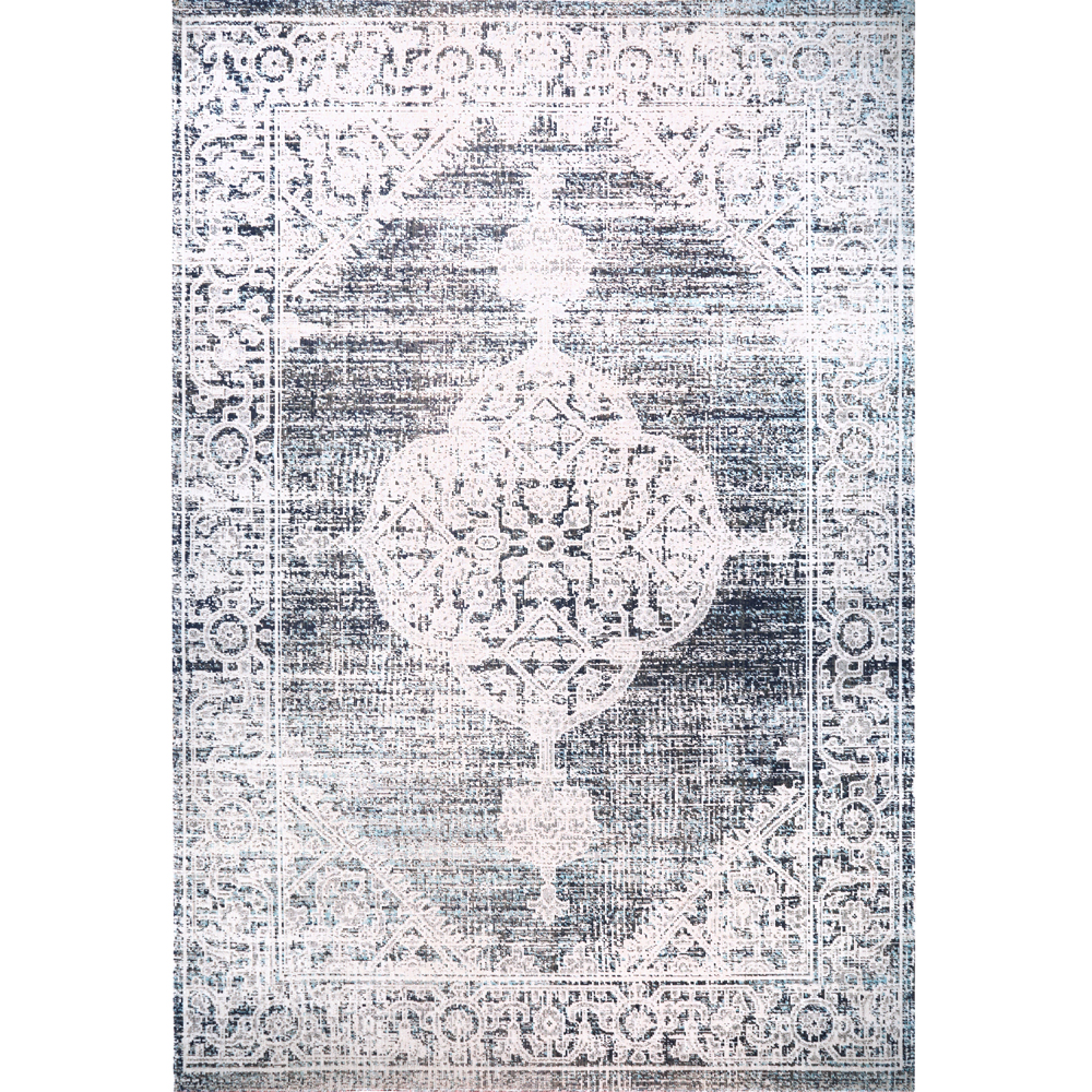 Nicole Miller Designer Area Rug Navy Blue Modern Medallion Ultra Soft - Picture 6 of 11